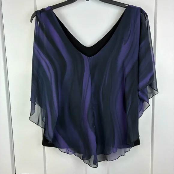 Studio 1940 Sheer Romantic Stylish Chiffon Purple Black Blouse Top Size 14/16 g - Picture 5 of 8